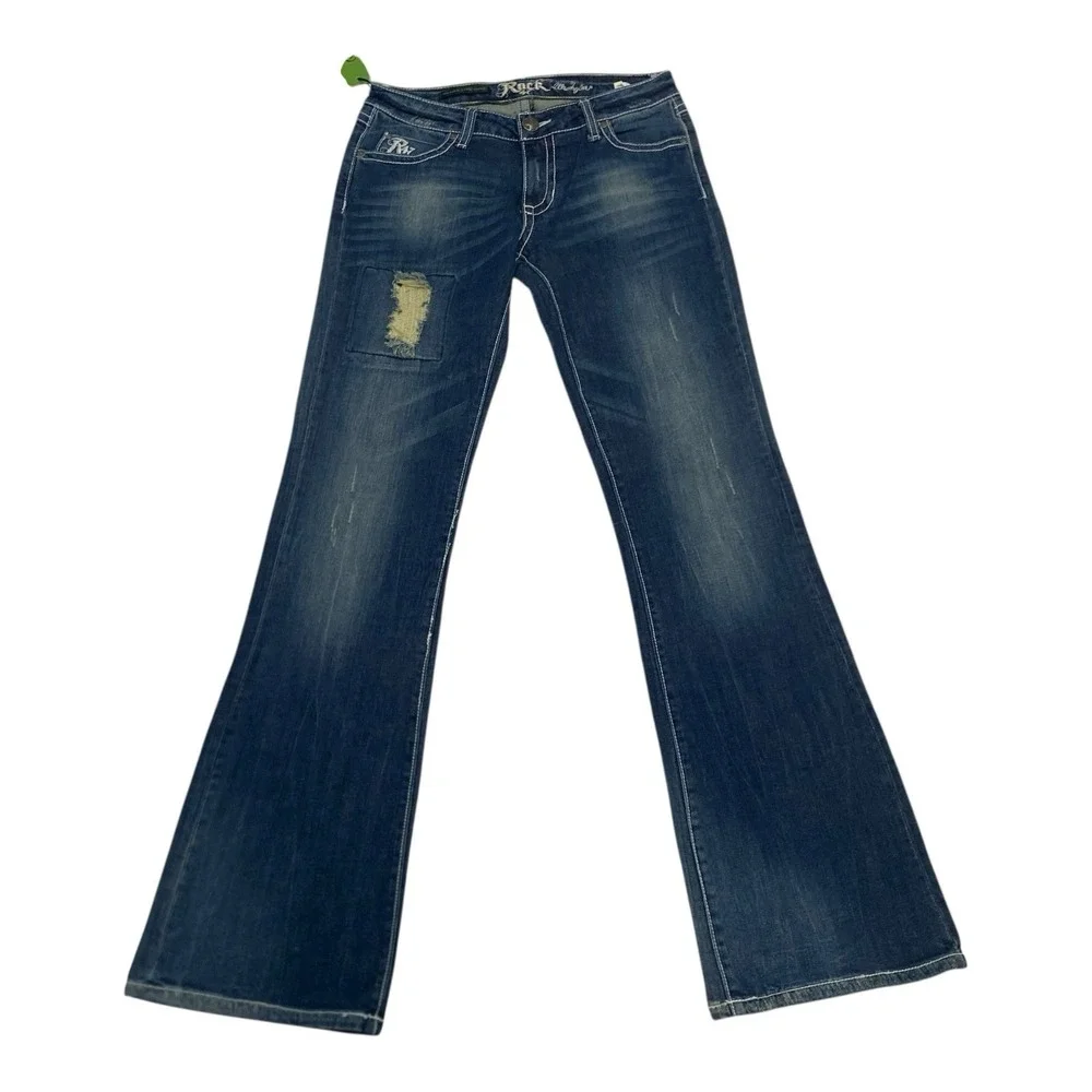 Wrangler Rock 47 Ultra‎ Low Rise Bootcut Jeans Size 3 x 34 (32.5) Bling NWT